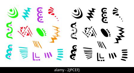 Fantastic abstracs original zigzag shapes set for stocker pack, pattern, background, buttons or to become details of design Stock Vector