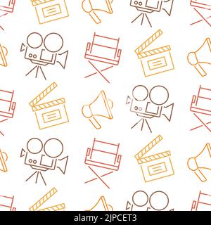 Cinema seamless pattern with icons Stock Vector
