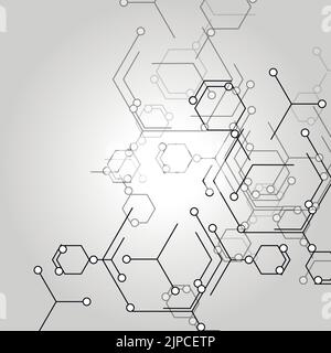 Connecting shapes on light background. Business network concept. Banner design. Geometric art. Medical technology science background Stock Vector