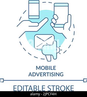 Mobile advertising turquoise concept icon Stock Vector