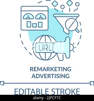 Remarketing advertising turquoise concept icon Stock Vector