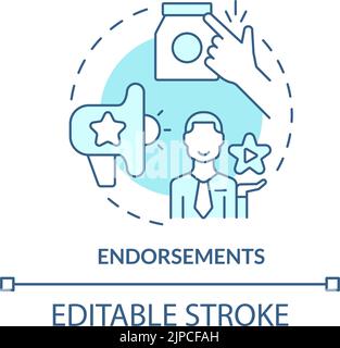 Endorsements turquoise concept icon Stock Vector