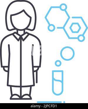 scientist woman line icon, outline symbol, vector illustration, concept sign Stock Vector