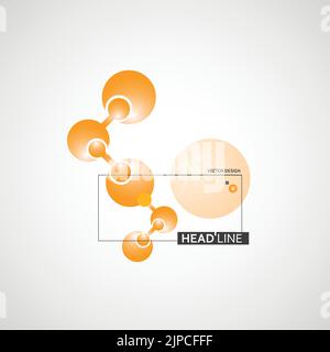 Yellow molecule style background. Medical technology science background Stock Vector