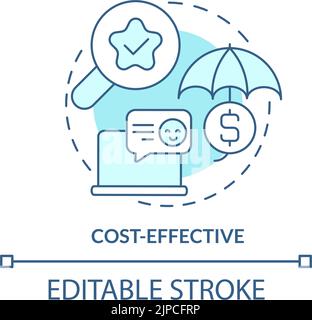 Cost effective turquoise concept icon Stock Vector