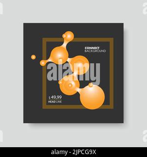 Molecules on the banner. Vector design template. Scientific research concept Stock Vector