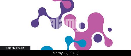 Blue violet molecules in abstract style on light background. Science technology concept. Graphic design element Stock Vector