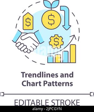 Trendlines and chart patterns concept icon Stock Vector
