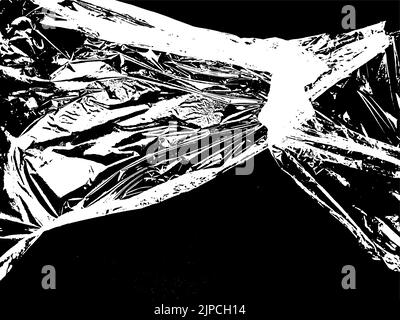 Black and white stretched plastic film. Urban vector grunge background. Stock Vector