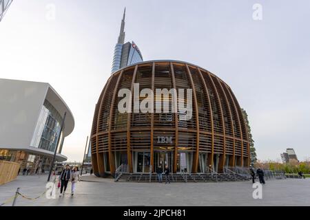 MILAN, ITALY, APRIL 7, 2022 - IBM Studios building in Gae Aulenti Square in Milan, Italy. Stock Photo