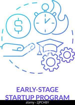 Early-stage startup program blue gradient concept icon Stock Vector