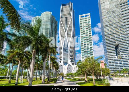 Skyline,One Museum Plaza,Frost Sience Museum and Perez Art Museum,Downtown Miami Miami City,  South Florida,USA Stock Photo