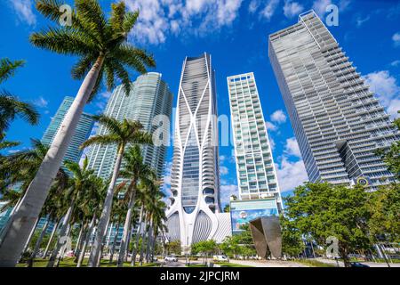 Skyline,One Museum Plaza,Frost Science Museum and Perez Art Museum,Downtown Miami Miami City,  South Florida,USA Stock Photo