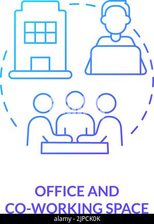 Office and co-working space blue gradient concept icon Stock Vector