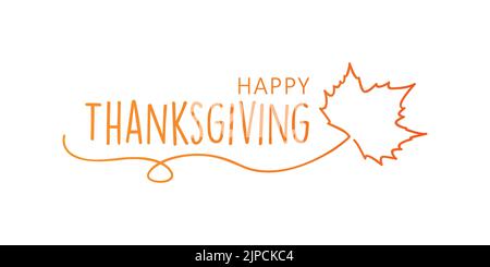 happy thanksgiving typography with autumn leave tendril Stock Vector