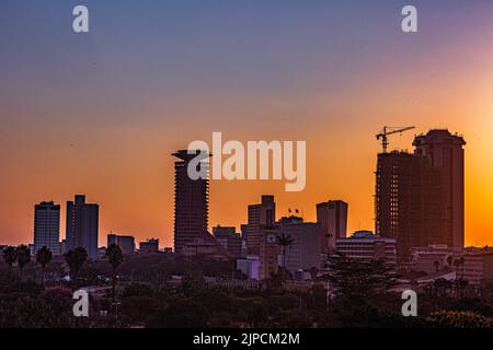 Nairobi City County Kenya's Capital Sunrise Morning Silhouette Uhuru Park View Point Cityscapes Skyline Skyscrapers East Africa Modern Towers Buildin Stock Photo