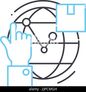 logistics direction line icon, outline symbol, vector illustration, concept sign Stock Vector