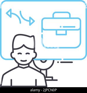 remote agile work line icon, outline symbol, vector illustration, concept sign Stock Vector