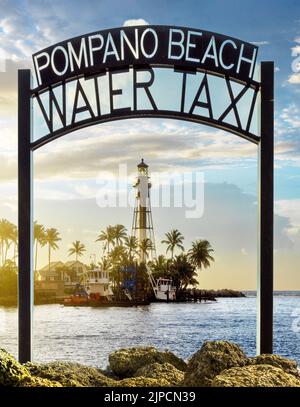 Hillsboro Lighthouse, Hillsboro Inlet Pompano Beach, Florida,USA Stock Photo