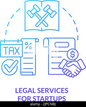 Legal services for startups blue gradient concept icon Stock Vector