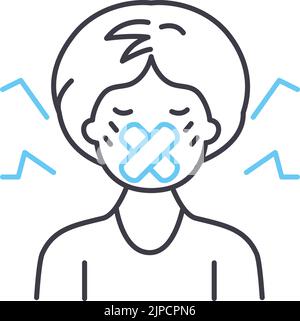 stop talking line icon, outline symbol, vector illustration, concept sign Stock Vector