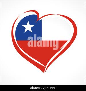 Chilean Independence Day celebrating logo. September 18th celebration, creative icon idea. Flag in heart vector illustration. Love Chile emblem, T-shi Stock Vector