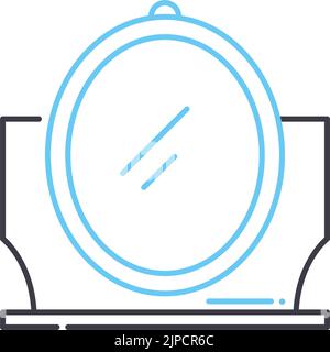 mirror reflect line icon, outline symbol, vector illustration, concept sign Stock Vector