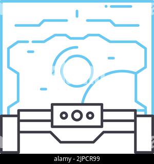 spaceship control room line icon, outline symbol, vector illustration, concept sign Stock Vector
