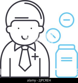 pharmacist line icon, outline symbol, vector illustration, concept sign Stock Vector