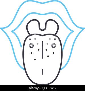 white tongue coating line icon, outline symbol, vector illustration, concept sign Stock Vector