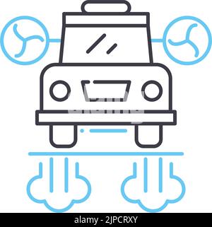 flying car line icon, outline symbol, vector illustration, concept sign Stock Vector