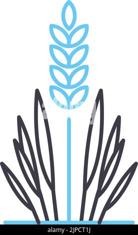 rice plant line icon, outline symbol, vector illustration, concept sign Stock Vector