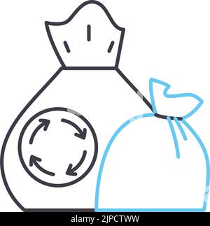 Recycle garbage bag icon flat vector. Trash food. Reduce plastic ...