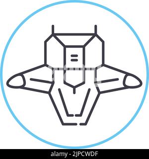 space interceptor line icon, outline symbol, vector illustration ...