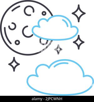 moon line icon, outline symbol, vector illustration, concept sign Stock Vector