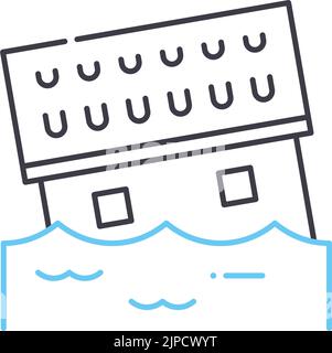 flood line icon, outline symbol, vector illustration, concept sign Stock Vector