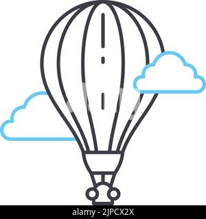 hot air baloon line icon, outline symbol, vector illustration, concept sign Stock Vector