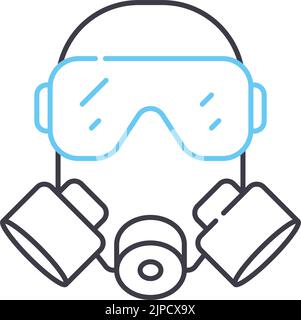 wear a respirator line icon, outline symbol, vector illustration, concept sign Stock Vector