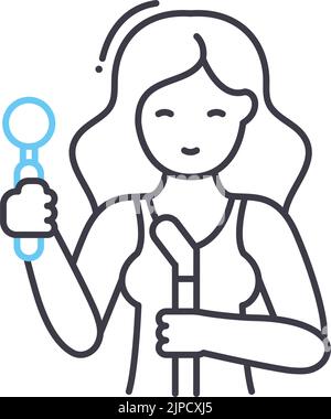 singer line icon, outline symbol, vector illustration, concept sign Stock Vector