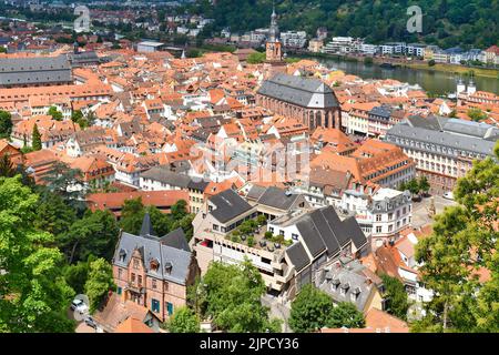 Heidelberg, Germany - July 2022: View over old historic town center and neckar river Stock Photo