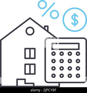 home loan calculator line icon, outline symbol, vector illustration, concept sign Stock Vector