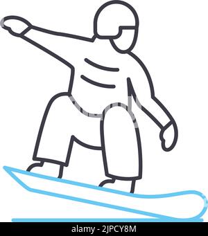 snowboarding line icon, outline symbol, vector illustration, concept sign Stock Vector