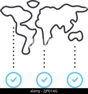 supported countries line icon, outline symbol, vector illustration, concept sign Stock Vector