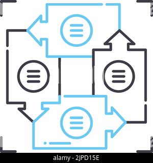 stages processing line icon, outline symbol, vector illustration, concept sign Stock Vector