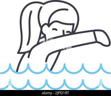 swimming line icon, outline symbol, vector illustration, concept sign Stock Vector