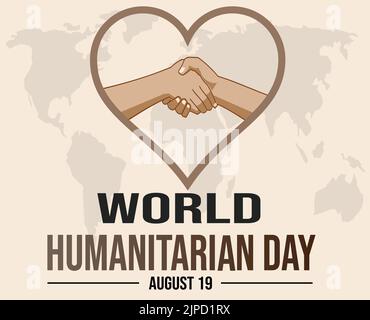 Each year, World Humanitarian Day is held on August 19th to honor aid workers who put their lives at risk to better the lives of others Stock Vector