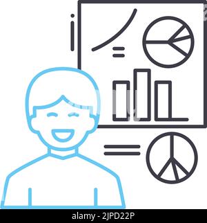 performance analyst line icon, outline symbol, vector illustration, concept sign Stock Vector