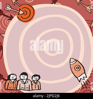 Rocket Ship Launching Fast To Target On Background Being Watched By Group Stock Vector