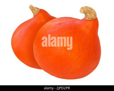 2 Hokkaido Pumpkins isolated on white background Stock Photo