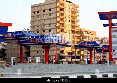 Cairo, Egypt, August 5 2022: Chillout gas and oil station, Shinzo